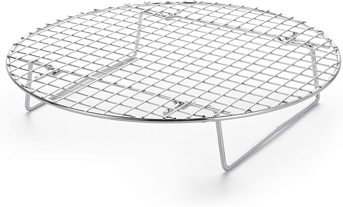 Foraineam 4 Pack 10.5 inch Steamer Rack Round Grilling Rack for Cooling Steaming Baking Cooking, Lifting Food in Pots, Cake Pan, Pressure Cooker and Oven