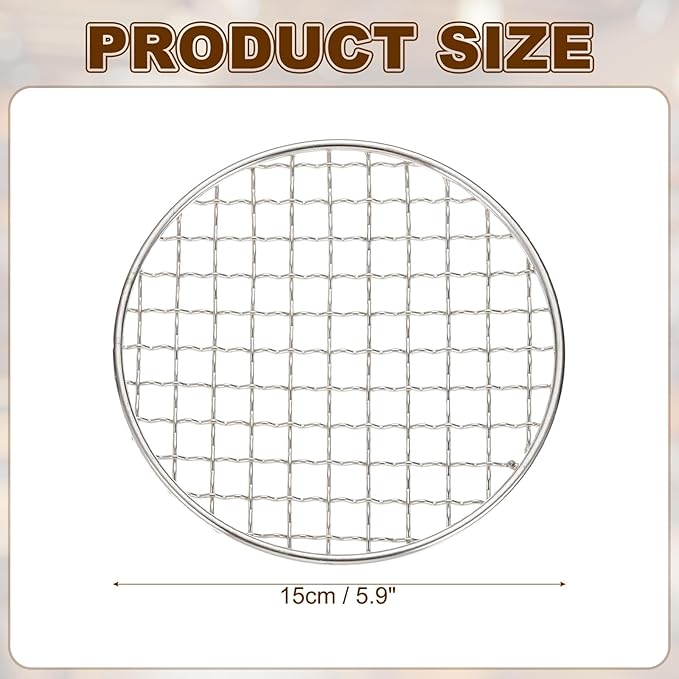 uxcell Stainless Steel Cooling Racks,5.9 Inch Round BBQ Grill Net Steaming Rack, Oven & Dishwasher Safe, for Baking Grilling Roasting Silver