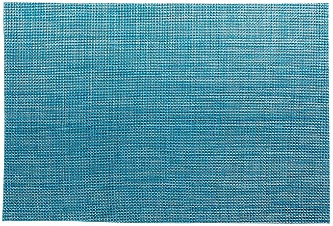 Restaurantware Carmel Mesh 16 x 12 Inch Table Placemats Set Of 6 Woven Washable Placemats - Heat Tolerant No Stain Blue Vinyl Kitchen Placemats With Pearl Threads Easy To Clean