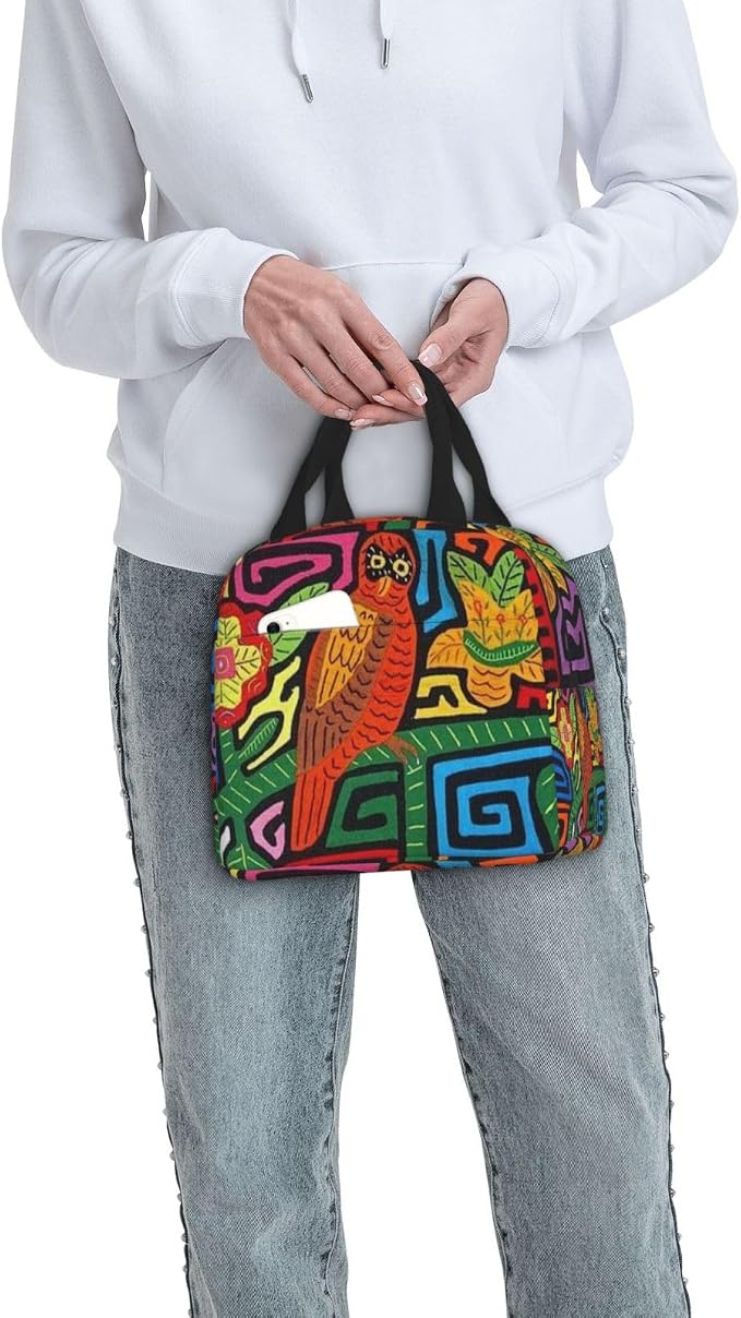 Mola De Panama Reusable Insulated Lunch Bag Waterproof Lunch Box Thermal Cooler Tote Bag For Work Office Travel Picnic For Women Men