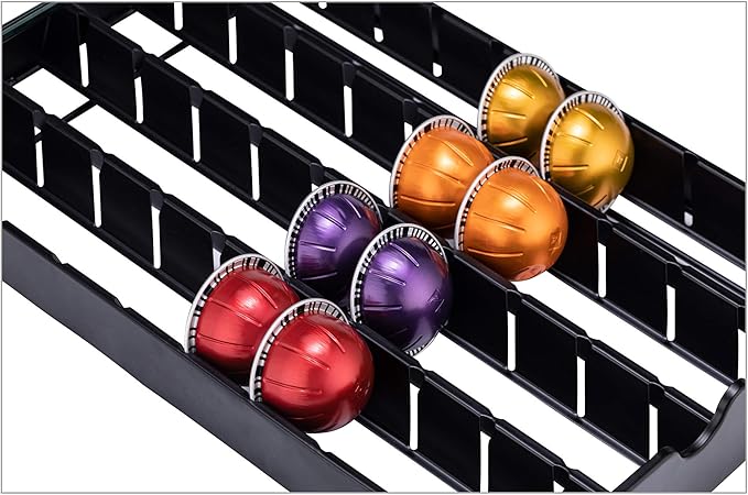 FlagShip Vertuo Capsule Holder Storage Drawer Glass for Nespresso Vertuo Pod Storage Holder Pods Organizer Clear