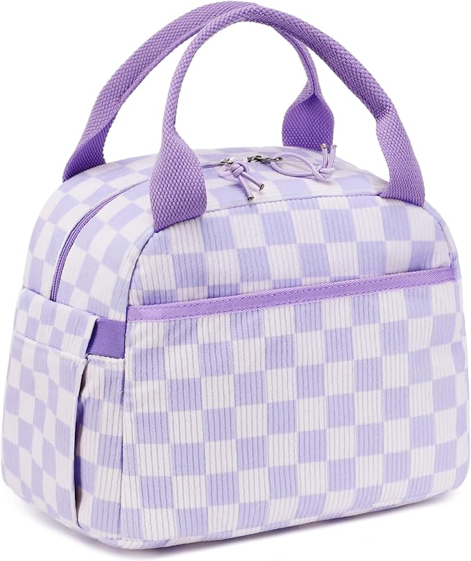 LEDAOU Insulated Lunch Box Corduroy Lunch Tote Bags Leakproof Cooler Lunch Case for Travel Work Picnic