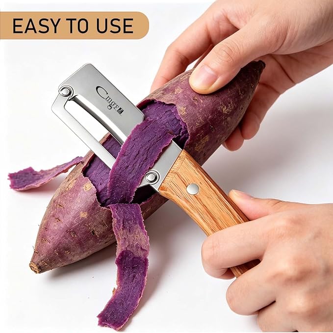 Multifunctional Vegetable Peeler, Wooden Handle & Bottle Opener Stainless Steel Potato Peeler, Kitchen Peeler for Fruits and veggies(Left hand)