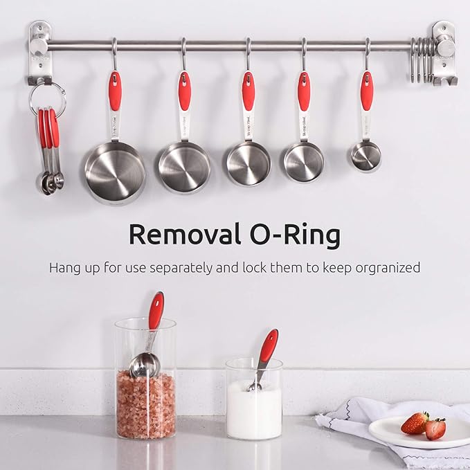 Measuring Cups : U-Taste 18/8 Stainless Steel Measuring Cups and Spoons Set of 10 Piece, Upgraded Thickness Handle(Red)