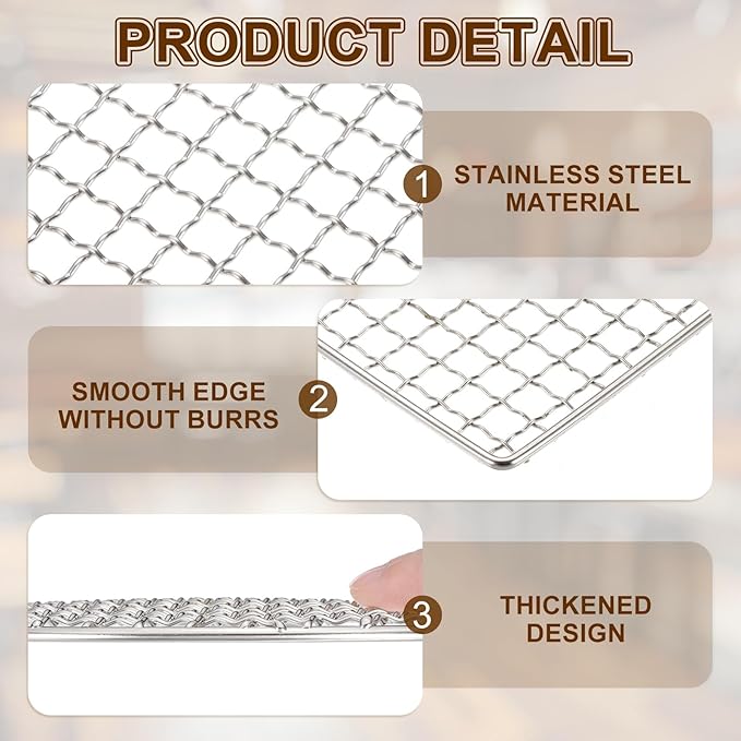 uxcell Cooling Racks, 9.8" x 9.8" Stainless Steel Barbecue BBQ Grill Net Mesh Rack Grate for Cooking, Roasting, Grilling, Oven & Dishwasher Safe, Silver