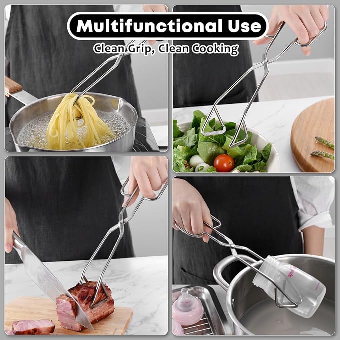 WAGENSTEIGER Scissor Tongs: 9.5 Inch Heavy Duty Stainless Steel Kitchen Tongs Comfortable Ergonomic Grip, Heat Resistant for BBQ and Cooking, Grilling Turning meats, Serving Pasta, Imprinted Grippers