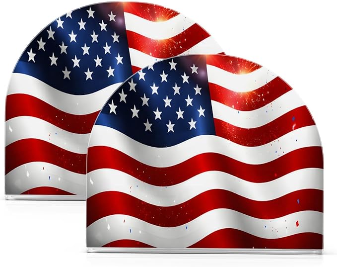 Independence Day Bright American Flag Napkin Holder for Tables Paper Cocktail Napkin Holders for Kitchen and Dinning, Acrylic Dinner Napkin Dispenser for Restaurant Home Decor Bar Accessories 2 Pack
