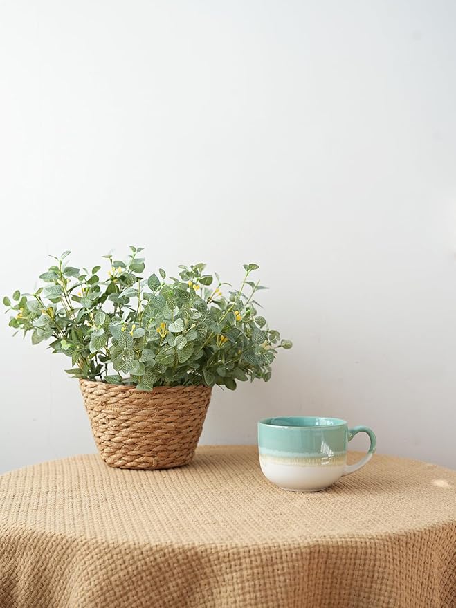 Bosmarlin Ceramic Coffee Mug Set of 4, 16 Oz, Jumbo Latte Mugs, Dishwasher and Microwave, Unique Reactive Glaze (Mint Green, 16 Oz)