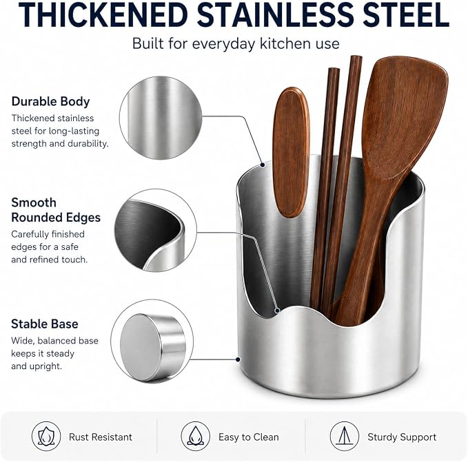 Multi-Functional Kitchen Utensil Holder, Stainless Steel Countertop Organizer for Spoons, Spatulas, Pot Lids, Cutting Boards and Cooking Tools，3pcs