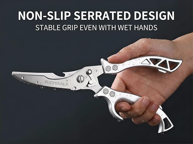 Kitchen Scissors - Heavy Duty Poultry Shears Sharp Cutting Food Chicken Bone Meat Vegetable for Cooking, Multipurpose Stainless Steel Utility Scissors, Safety Lock
