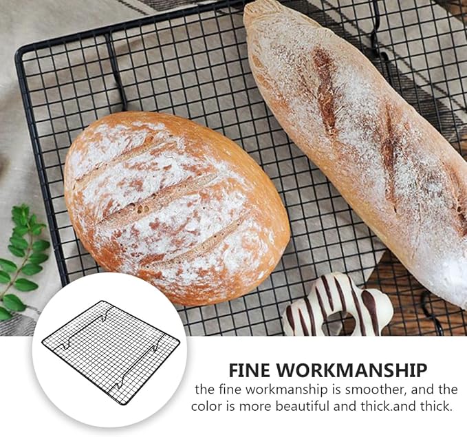 Milisten Nonstick Black Cooling Rack for Baking, Vertical Grid Bread and Cake Cooling Tray, Stainless Steel Oven-safe Pastry and Cookie Roasting Rack for Home Kitchen Use