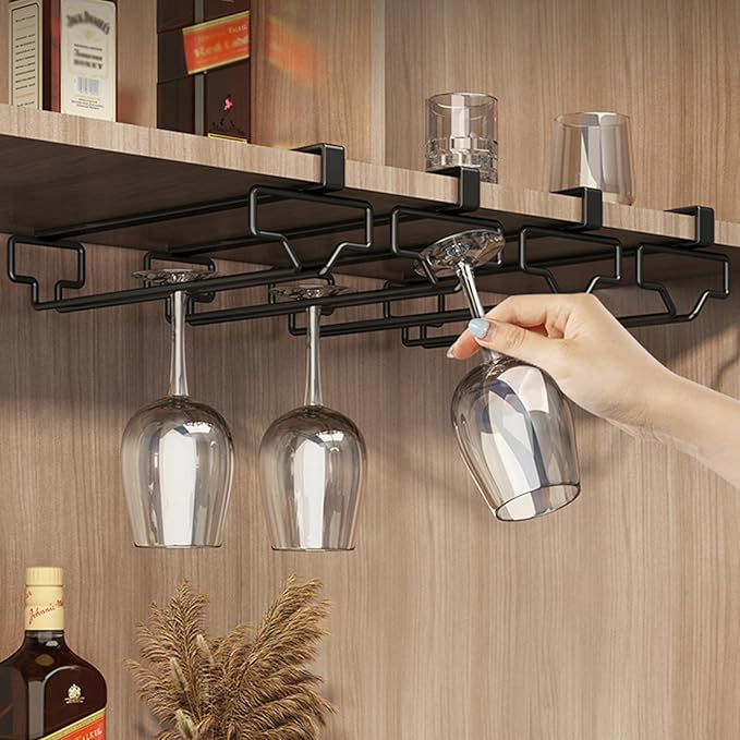 Wine Glass Rack, Hanging Wine Rack, Wine Glasses Storage Hanger Metal Organizer, Under Cabinet Wine Glass Rack, For Living Room, Dining Room, Kitchen