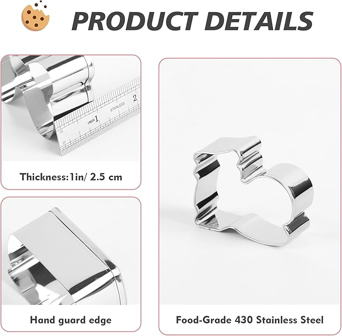 Mouse Kitty Winnie the Pooh Cookie Cutter Set Stainless Steel Sandwich Biscuit Fondant Cutters for Kids DIY Lunchbox Bento Box Fruit Cutters Cake Decoration, Pack of 12 (Cartoon Cookie Cutters Set)