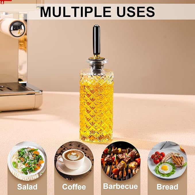 gegewawa 1pcs Glass Coffee Syrup Dispenser Bottles 5 OZ, Simple Syrup Bottles with Metal Pour Spout, Syrup Dispenser for Coffee Bar Accessories for Maple Honey Syrup Oil and Sauces