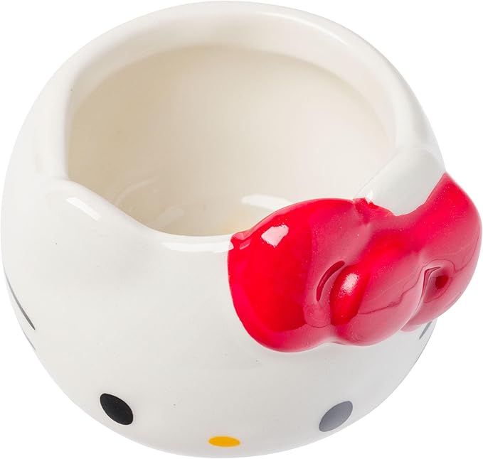 Silver Buffalo Sanrio Hello Kitty Different Color Bows 4 Pack Ceramic 3D Sculpted Mini Cup Set, Perfect as a Sugar, Cream, or Milk Set, 3.5 Ounces