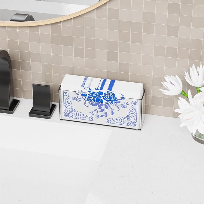 Cq acrylic Guest Towel Holder for Bathroom,9 Inch Vertical Clear Napkin Holder for Disposable Guest Towel,Modern Bathroom Paper Hand Towel Holder and Napkin Dispenser for Home,Hotel,Office,Kitchen