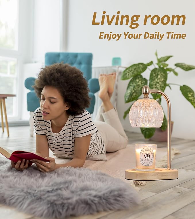 MEIXISUE Candle Warmer Lamp with Timer and Dimmer,Flameless Electric Wax Melt Warmer for Jar Candles With 2 Bulbs,House Warming Gifts,Mother's Day/Birthday/Christmas Gifts For Mom/Wife,Home Decor Lamp