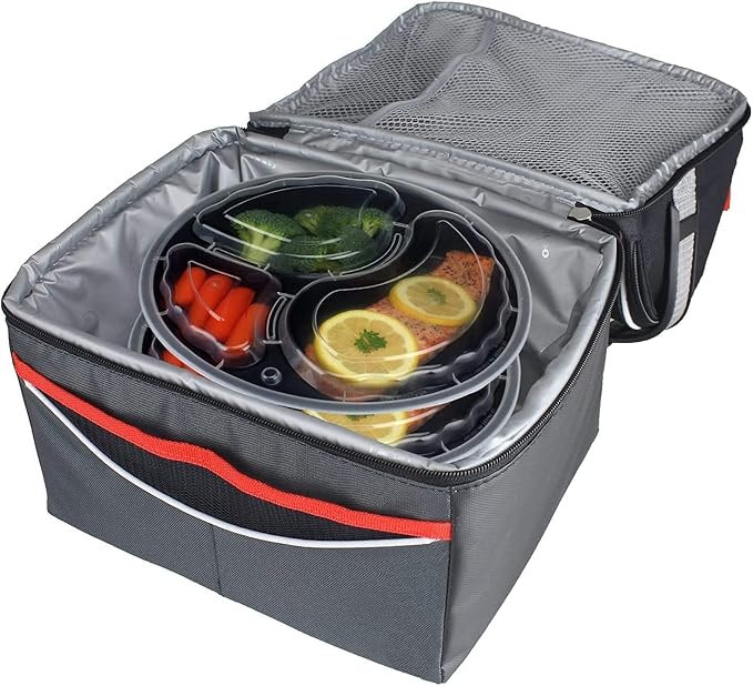 48oz - 3 Compartment - Disposable Black Bento Box with Clear Dome Lids - Round Plastic Meal Containers - Reusable Box : Perfect For Salad, Meal Prep and Fruits : Set of 100