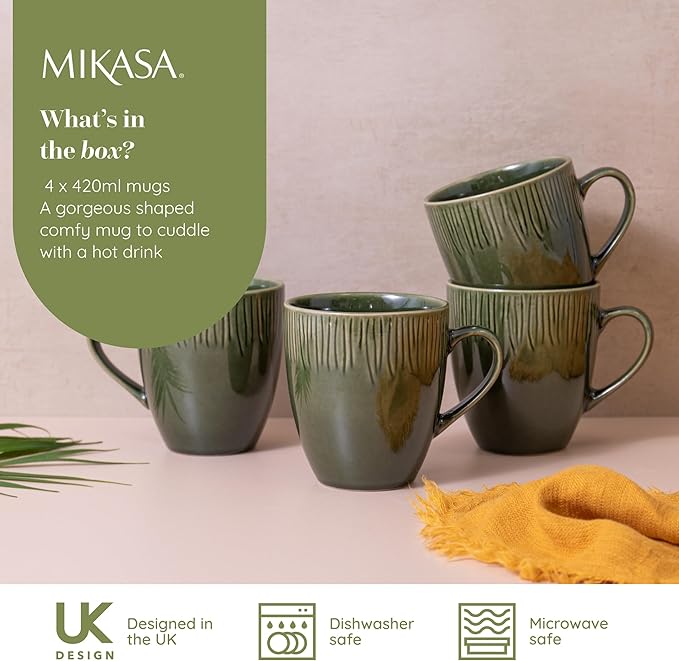 MIKASA Jardin 4pc Stoneware Mug Set, 420ml, Gift Boxed