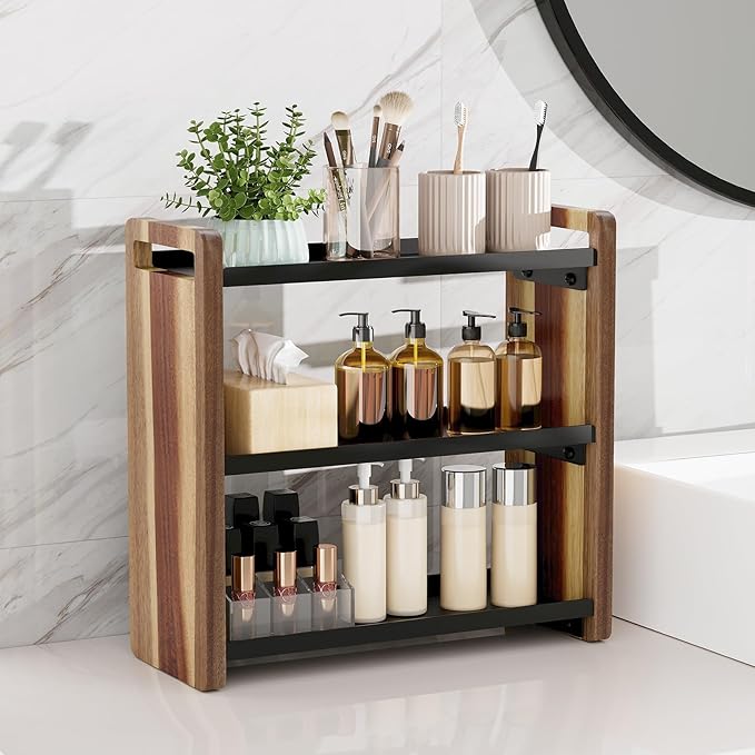Bathroom Counter Organizer,Bathroom Counter Shelf,Bathroom Organizers,Under Sink Organizer,Cologne Organizer For Men,Cologne Cabinet,Spice Rack Organizer for Cabinet,Gifts(Acacia 3 Tier)