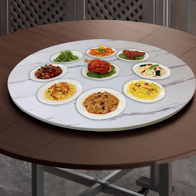 Large Wooden Turntable 360° Rotating Lazy Susan Round 50cm-100cm, Sturdy And Smooth Running, Round Rotating Serving Plate/Swivel Tray, For Passing Things Around The Dinner Table (Color : White-B, Si