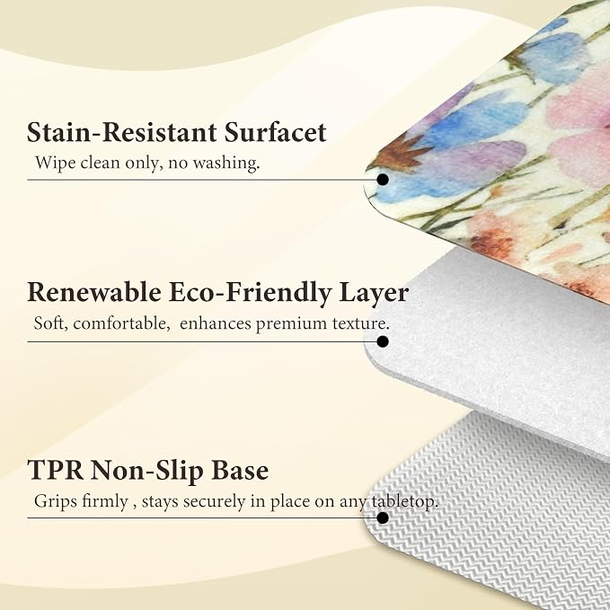 Vinyl Placemats Set of 4-12x17 Inch - Heat Resistant Washable Place Mats Waterproof Non-Slip Wipeable Table Mats for Dining Table Decor, Indoor/Outdoor Plastic Mat