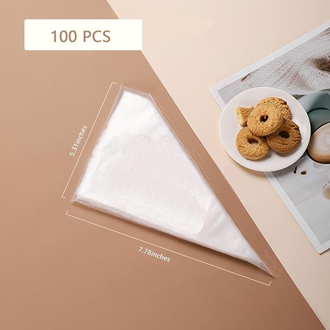 Disposable Small Piping Bags 8 inch 100pcs, Mini Piping Bags, Pastry Piping Bags for Cream Frosting, Icing Bags for Cake and Dessert Decorations Cake Decoration and Desserts