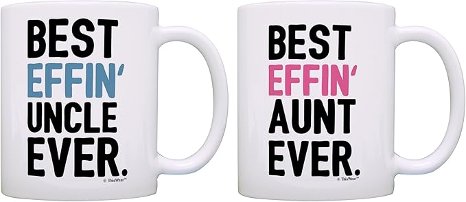 ThisWear Aunt and Uncle Matching Mug Set – Humor Best Effin’ Ever Mug, 11oz 2 Pack Gift