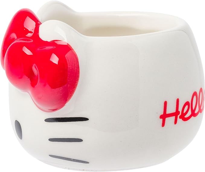 Silver Buffalo Sanrio Hello Kitty Different Color Bows 4 Pack Ceramic 3D Sculpted Mini Cup Set, Perfect as a Sugar, Cream, or Milk Set, 3.5 Ounces