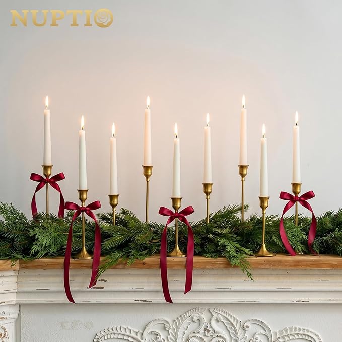 Nuptio Candlestick Candle Holders 30 Pcs Candle Stick Holder Gold Taper Candle Holder Candle Stand for Wedding Party Thanksgiving Halloween Birthday Mantel Baby Shower Table Centerpieces Decor