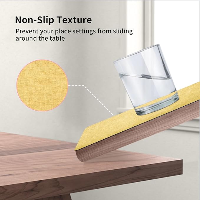 Maxpearl Faux Leather Placemats Set of 4 - Waterproof - Wipe Clean - Heat Resistant - Anti Slip Dining Table Place Mats, Suitable for Indoor & Outdoor Use, 17’’×12’’, Light Yellow