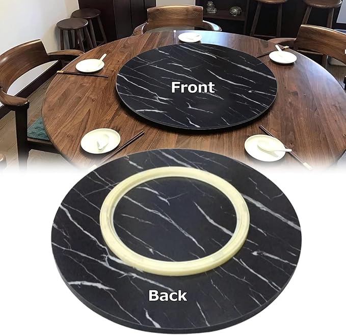 Dining Table Turntable Round Wooden Lazy Susan Serving Tray Large Ø50cm~100cm, 360° Rotating Tabletop Service Plate, Easy to Share Food, for Hotel Banquet Kitchen Swivel Plate(Black,Ø70cm)