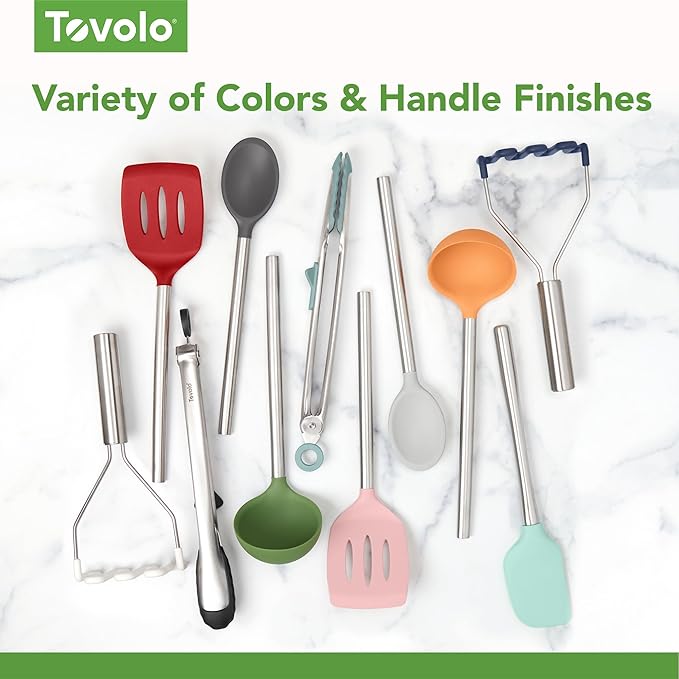 Tovolo Silicone Ladle With Stainless Steel Handle Deep Soup Ladle for Cooking Canning Serving Soup Punch Stew Sauce, Large Kitchen Utensil Spoon Dishwasher Safe BPA Free Silicone Cayenne Red