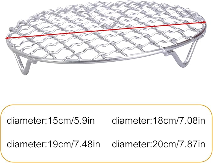 Stainless Steel Round Cooking Rack 15cm / 18cm / 19cm / 20cm Nonstick Cooling Baking for Baking Cookie Cakes and Bread Stainless Steel Cooking