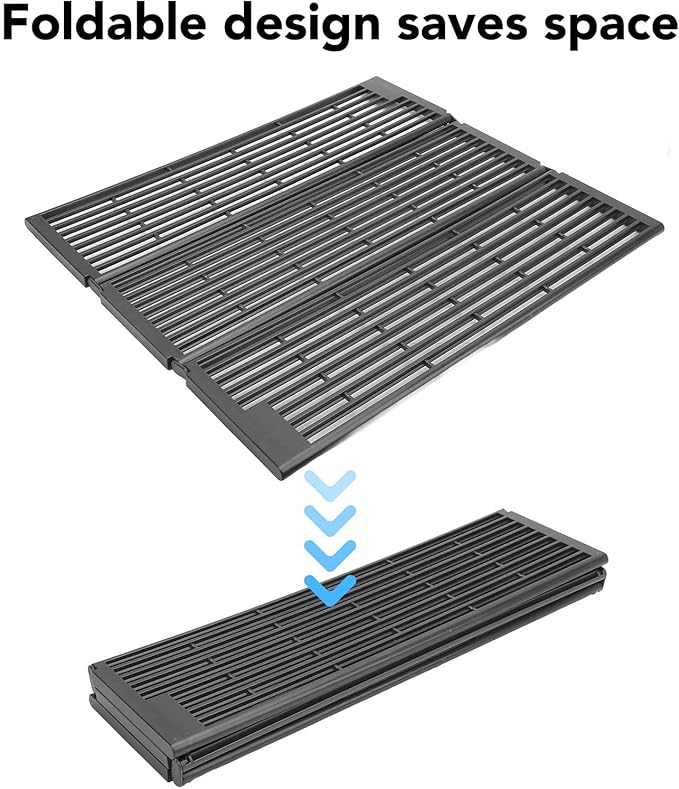 MAVIS LAVEN Foldable Over Sink Dish Drying Rack – Adjustable Non-Slip Dish Rack for Cups, Bowls, Fruits & Vegetables, Silicone-Edged Kitchen Drying Rack