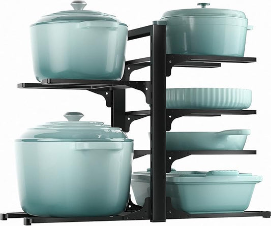 ORDORA Pots and Pans Organizer under Cabinet 13.78" Height, 6-Tier Kitchen Cabinet Organizers and Storage, Heavy Duty Pots and Pan Storage Rack Organizer inside Cabinet, Adjustable Pot Rack