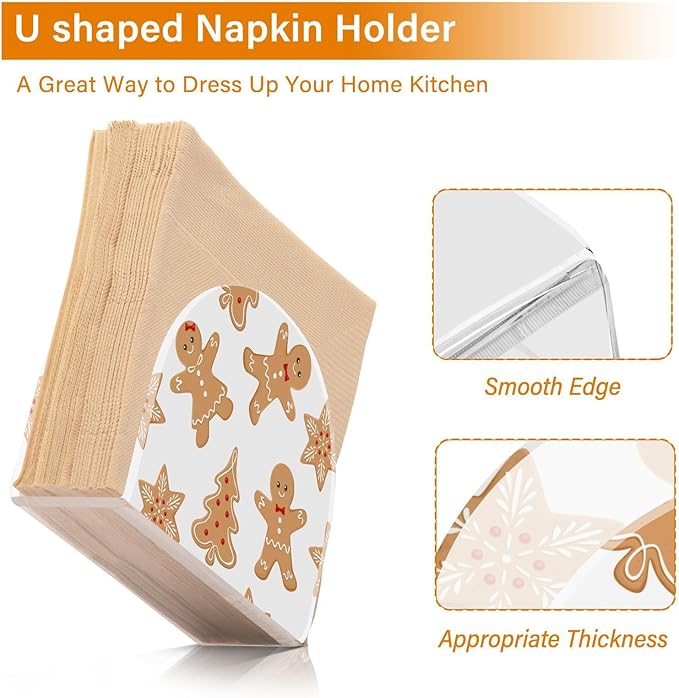 Acrylic Fall Napkin Holder for Table Kitchen Christmas Gingerbread Cocktail Dinner Napkin Holders Paper Towel Dispenser Countertop Modern Home Decor