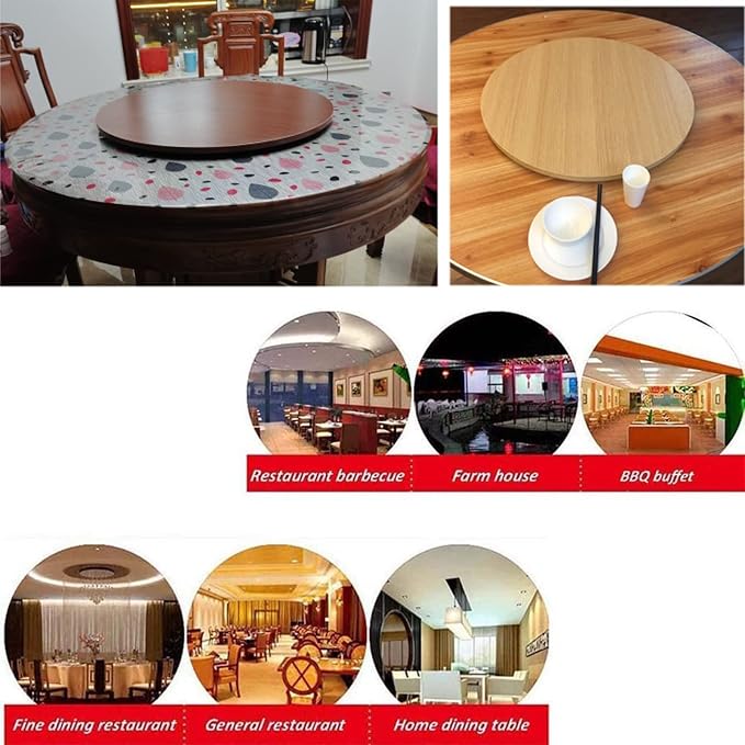 Round Rotating Serving Plate 50 80 100cm - Lazy Susan Turntable Wooden For Dining Table - Home And Kitchen Round Table Turntable - With Silent Bearing - 360° Rotating Tray (Color : Wood, Size : Ø60c