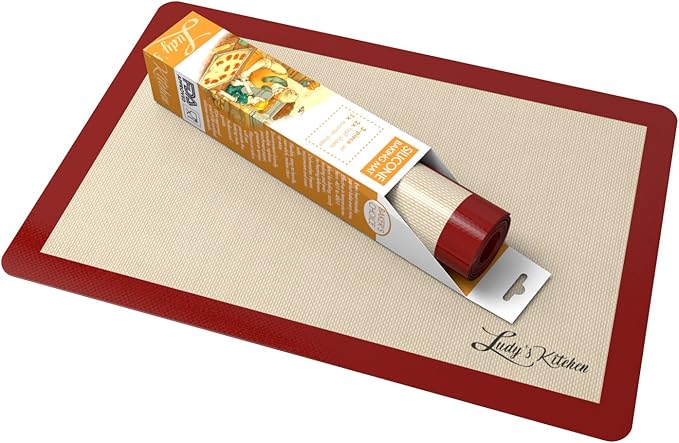 Silicone Baking Mat, 3-Pc Set by Ludy's Kitchen - Replaces Parchment Paper - Professional Grade Bakeware - Non-Stick, Durable, & Reusable Sheet Pan Liners - Great Gift Ideas
