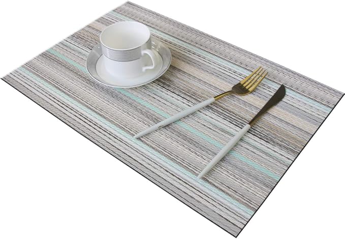 Table Mats Set of 6 Vinyl Placemats Washable Easy to Clean PVC Placemat (placemats Set of 6,Green)
