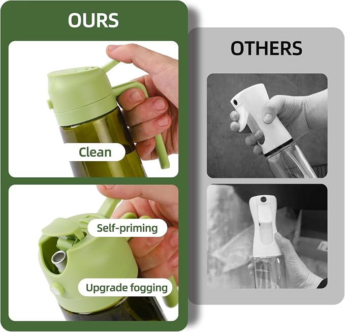 Aovdy 16oz/470ml Olive Oil Dispenser Bottle for Kitchen Gadgets and Air Fryer Accessories - Olive Oil Sprayer for Cooking - Light-Blocking Dark Green