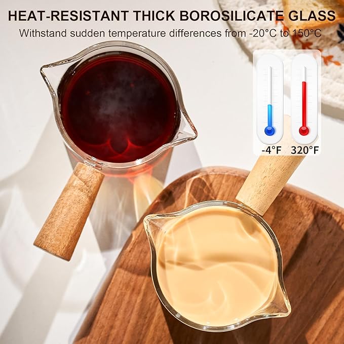 PARACITY Espresso Cups with Handle set of 2, 3.5OZ Double Spout Glass Measuring Cup with Dual Scale, Clear Espresso Shot Glass with V-Shaped Mouth, Espresso Accessories