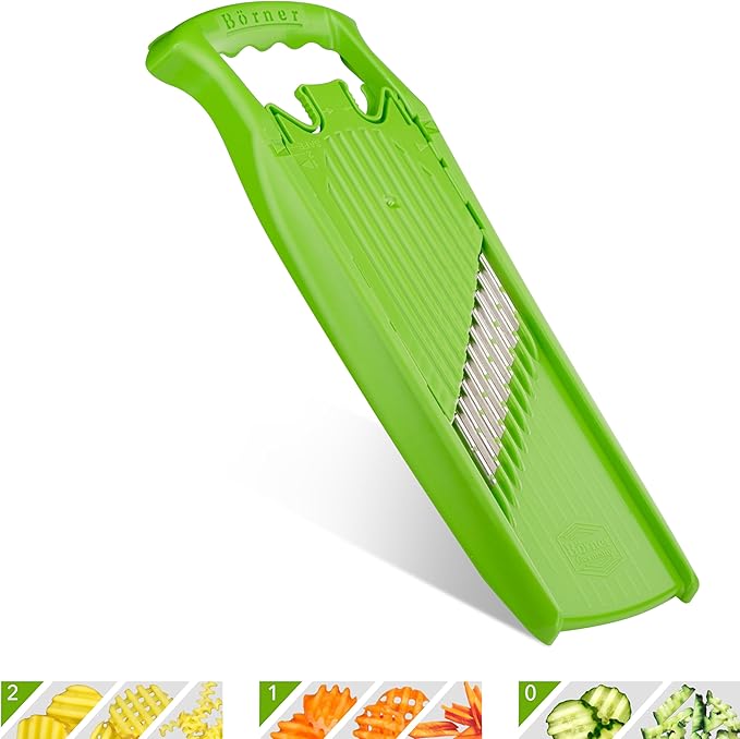 Börner by Reston Lloyd Wave-Waffle Power Line • Crinkle Cut/Spirelli Vegetable Slicer • Slicer for Wave Waffle Cut Style • Multiple Thickness Options • Made in Germany, Lime