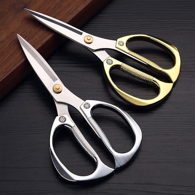 TONMA Kitchen Scissors All Purpose [Made in Japan], Japanese Heavy Duty Kitchen Shears with Ergonomic Handle for Herbs, Chicken, Food, Garden, Office, Fabric Crafting, Effortless Cutting - Silver