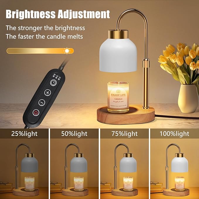 seenlast Candle Warmer Lamp with Dimmer Adjustable Height, 2/4/8H Timer,Vintage Home Decor for Scented Jar
