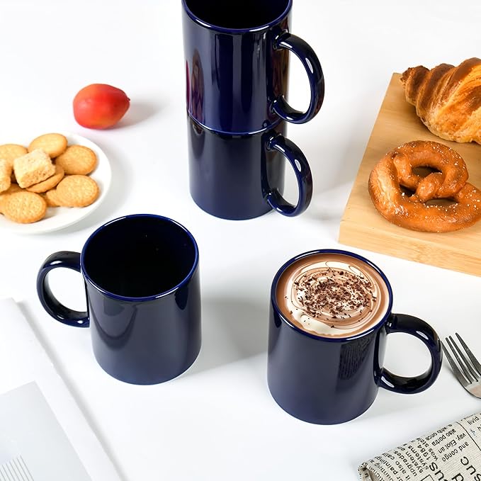 BYCNZB 12oz coffee mug set of 6 Coffee Mugs for Coffee, Tea, Cocoa, Milk（cobalto）
