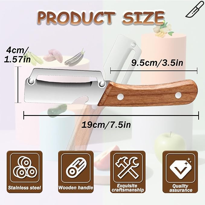 Premium Vegetable Peeler with Wooden Handle and Bottle Opener, Multi Functional Vegetable Peeler for Kitchen, Stainless Steel Blade Kitchen Tool for Vegetables or Fruits That Need to Be Peeled(1PCS)