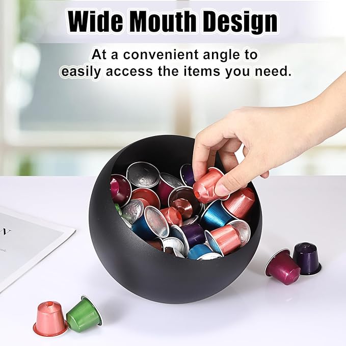 ELLDOO Coffee Pod Holder, Black Metal Coffee Pod Storage for K Cup Nespresso Vertuo Keurig, Creamer Organizer Candy Bowl Fruit Jar for Countertop Kitchen Breakroom (Without Base)