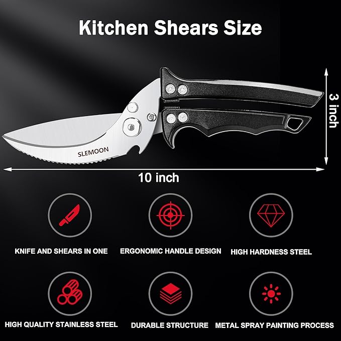Heavy Duty Poultry Shears Meat Cutting Dishwasher Safe and Food Stainless Kitchen Shears Kitchen Scissors for Chicken Turkey Thanksgiving,Gift Box,black