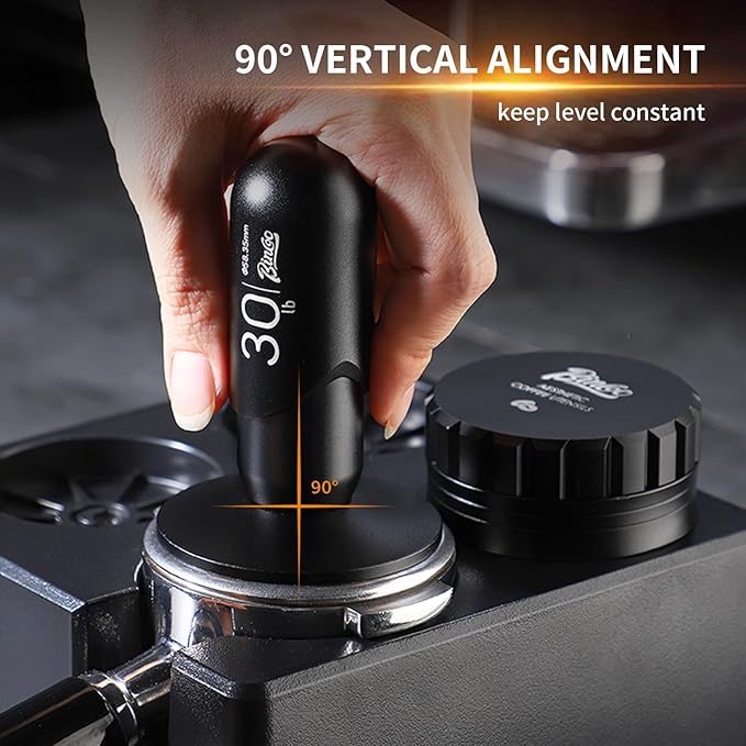 Bincoo Espresso Coffee Tamper 51mm,30lb Spring-Loaded Calibrated Tamper-Stainless Steel Base Espresso Coffee Tamper for Barista Home Coffee Espresso Accessories (Black, 51mm)